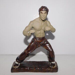 Vintage Bruce Lee Figure Figurine Sculpture Statue Kung Fu 9" Ceramic